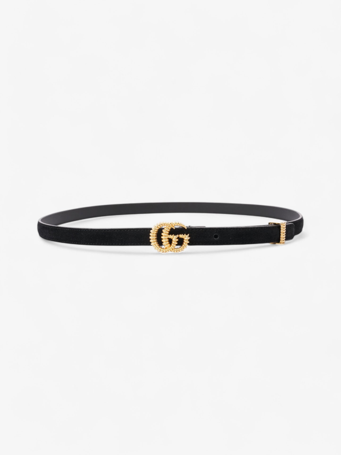 Gucci GG Marmont Thin Belt Black / Gold Suede 90cm / 36"