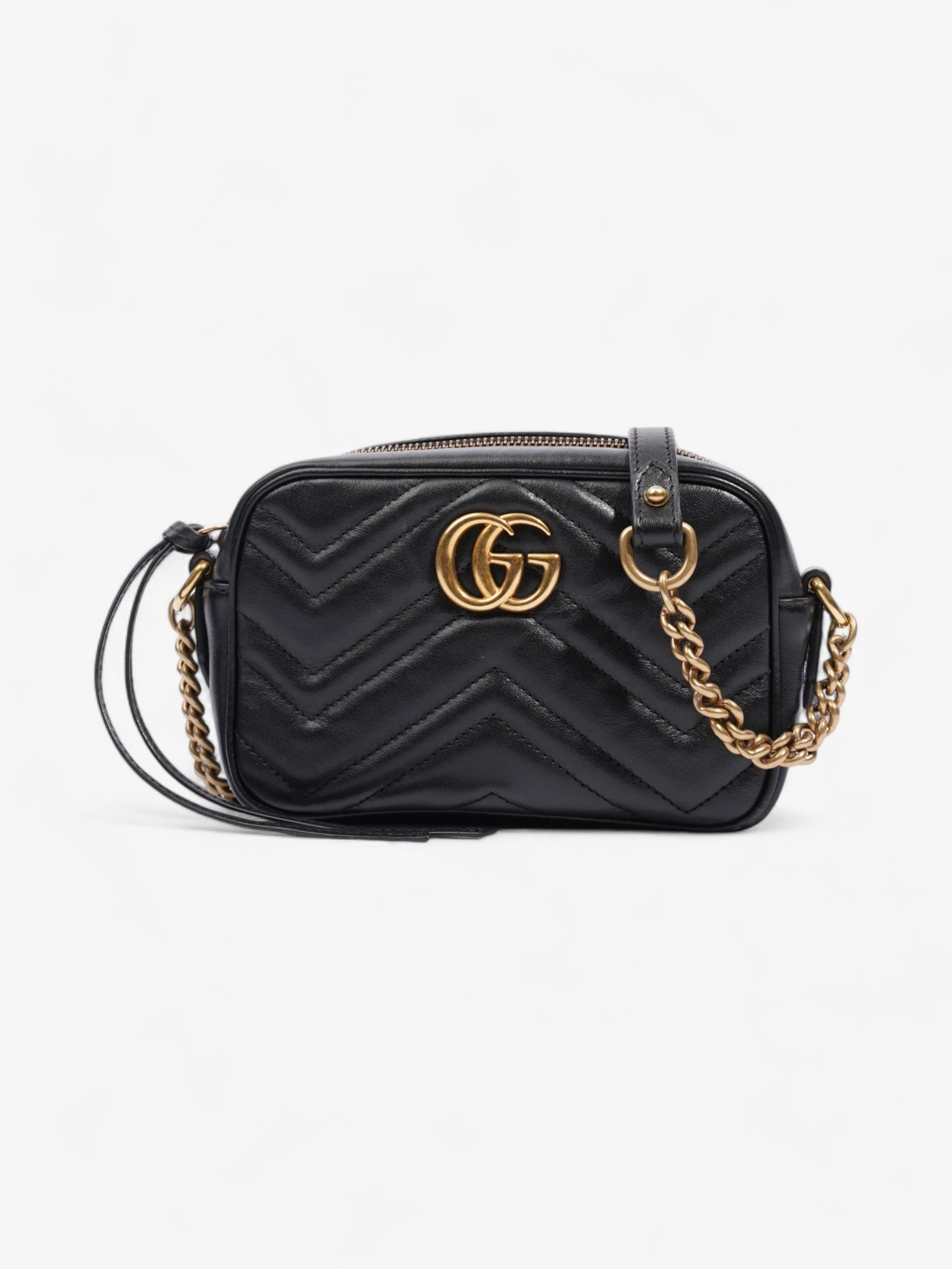 Gucci GG Marmont Shoulder Bag Black Matelasse Leather Mini