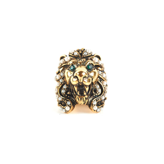 Gucci Drops Crystal-Embellished Tiger Head Ring Size 16