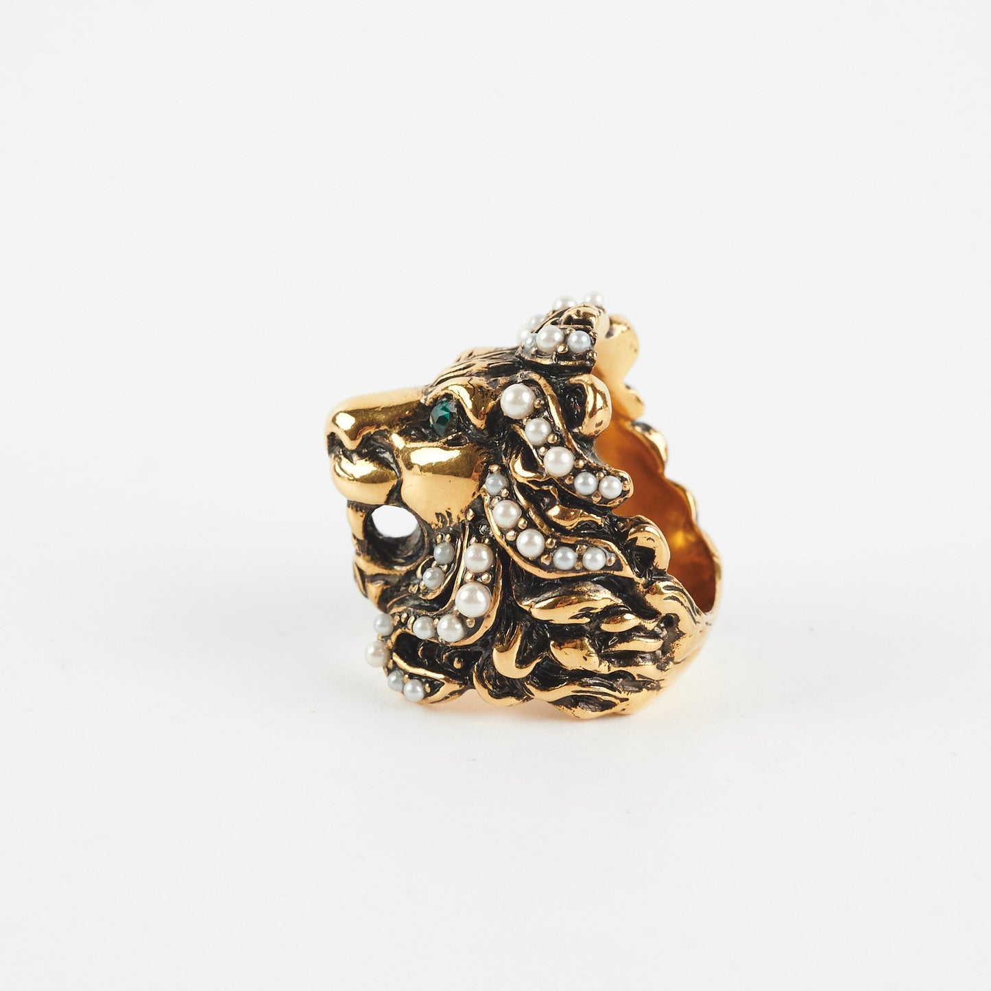 Gucci Drops Crystal-Embellished Tiger Head Ring Size 16