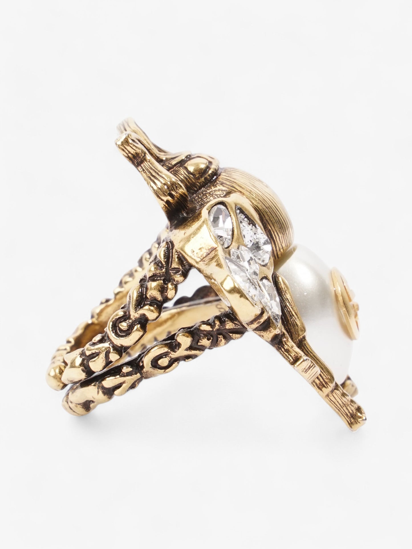 Gucci GG Bee Ring Antique Gold / Pearl Base Metal 13 (Circumference - 53mm)