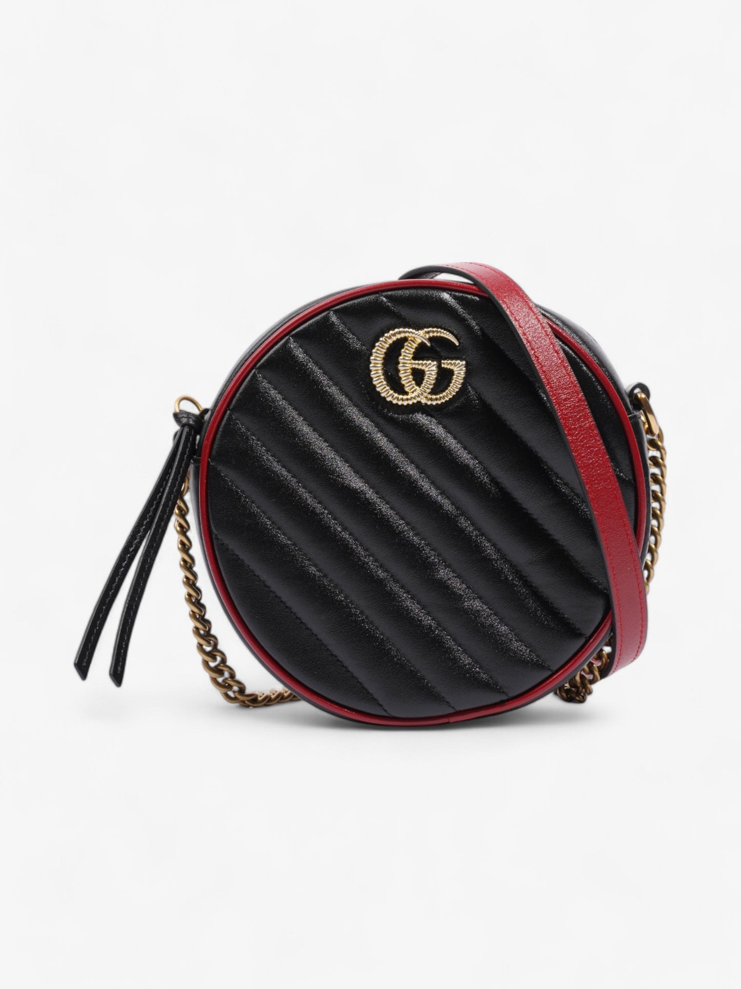 Gucci GG Marmont Round Black / Red Matelasse Leather