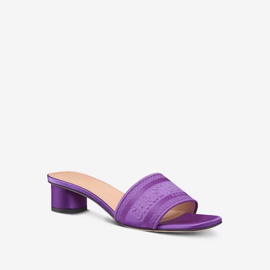Purple Embroidered Dway Heeled Slide Designer Slides & Sandals for Women