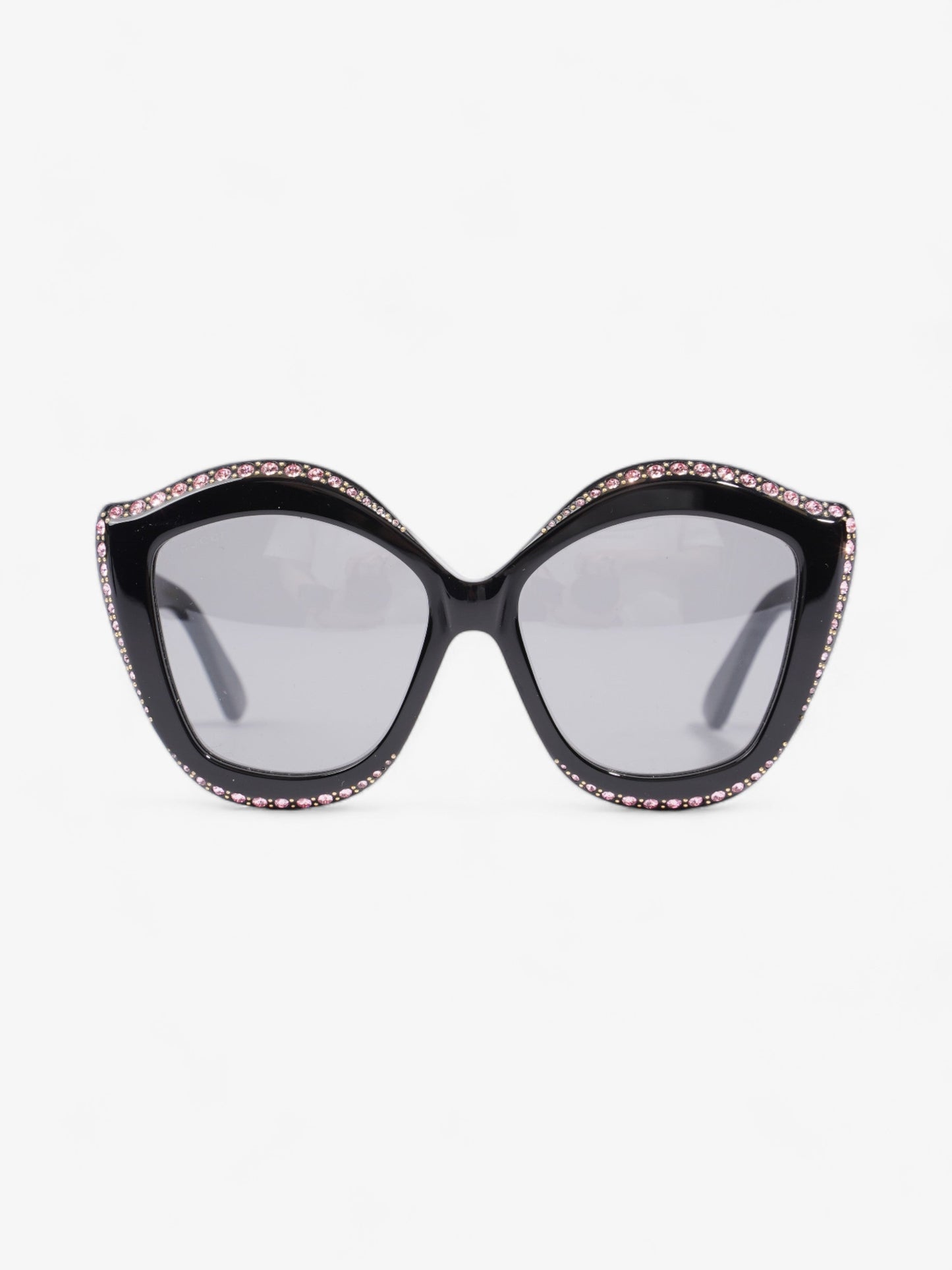 Gucci Crystal Cat Eye Sunglasses Black / Pink Acetate 140mm