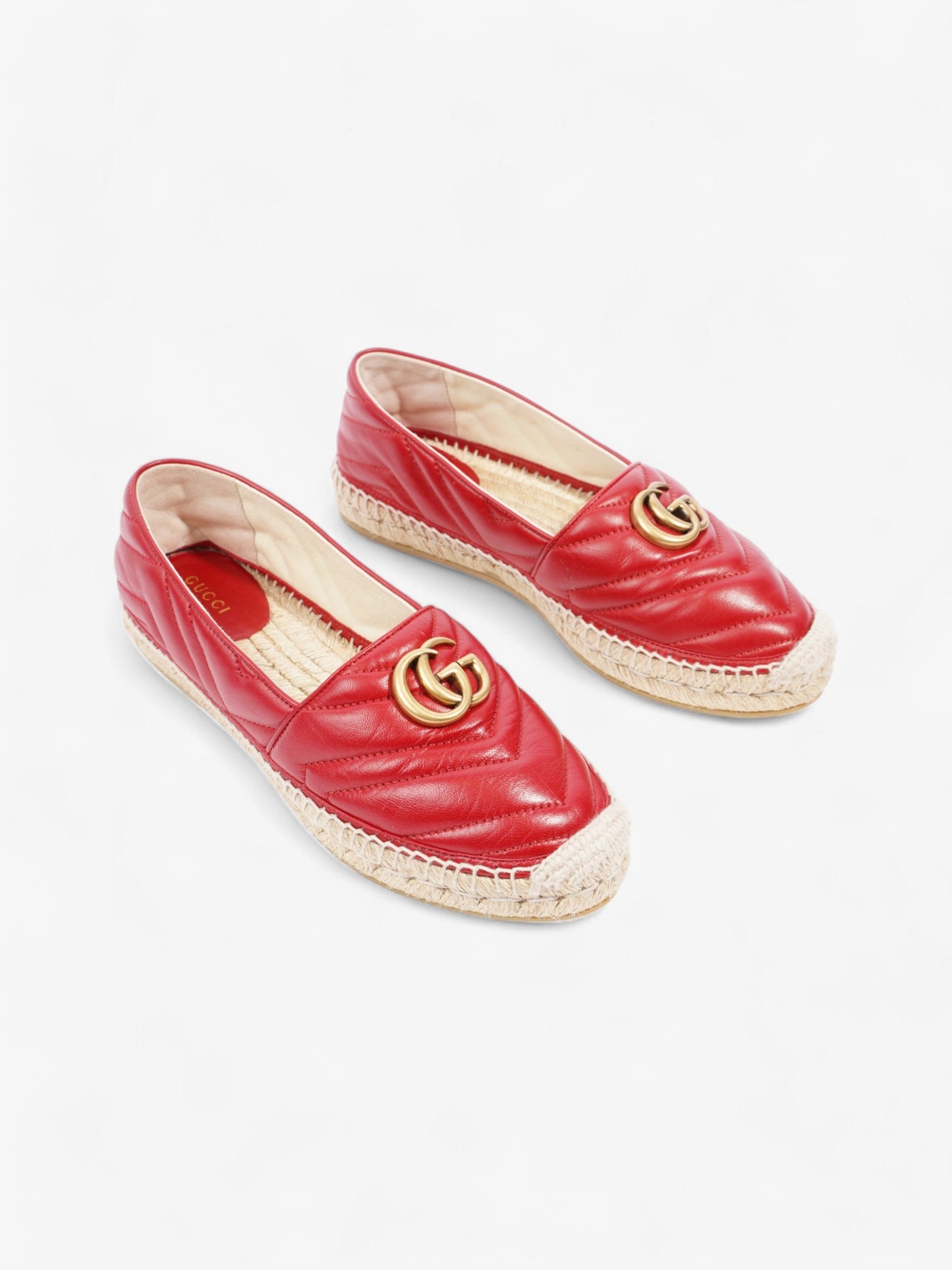 Gucci GG Marmont Espadrilles Red Leather EU 38 UK 5