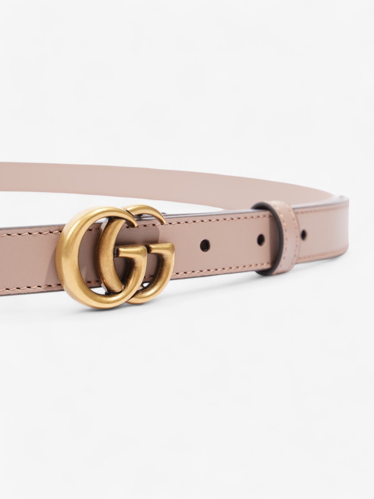 Gucci GG Marmont Thin Belt Rose Beige  / Gold Leather 100cm / 40"