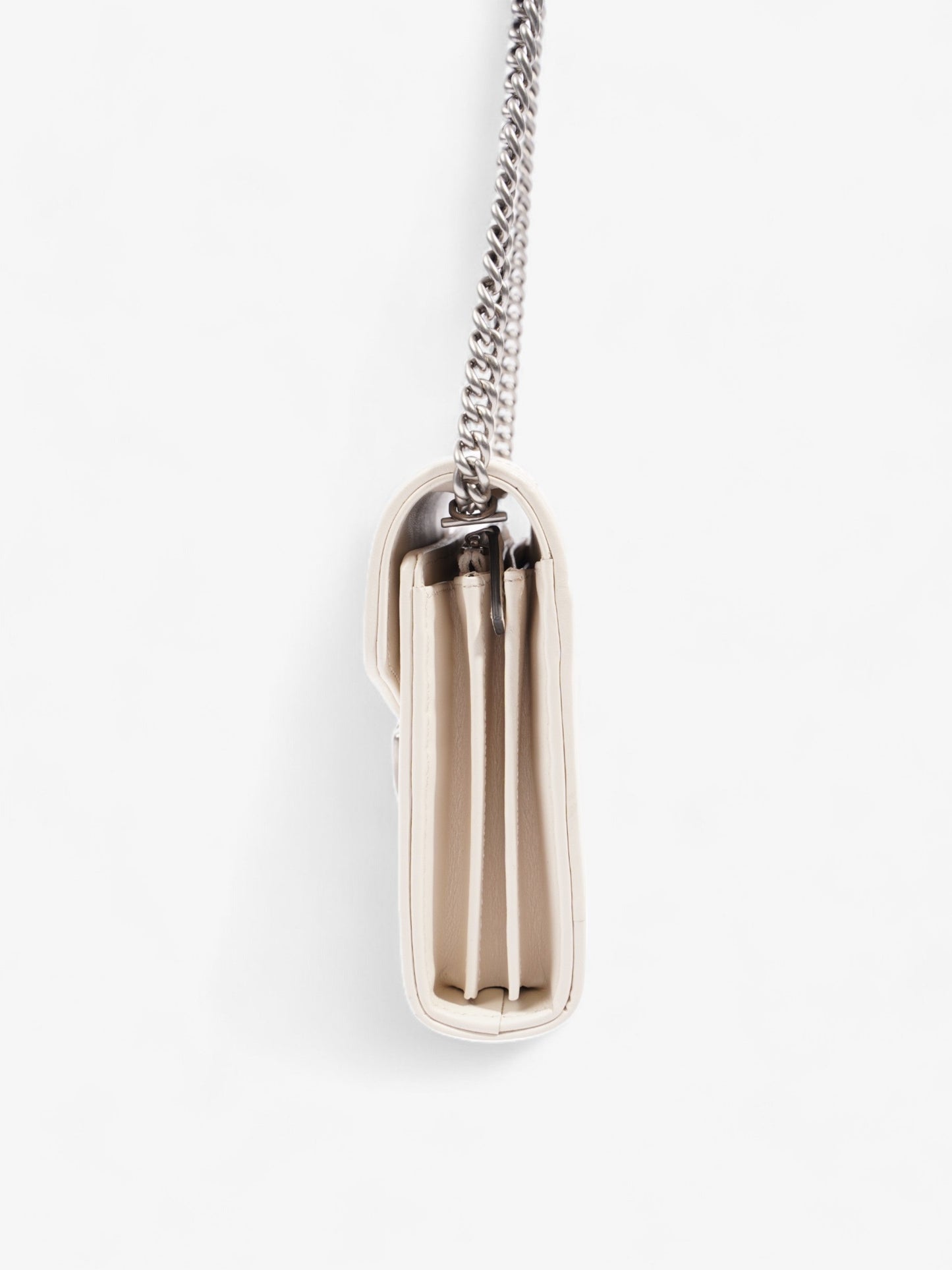 Gucci GG Marmont Chain Wallet White Matelasse Leather