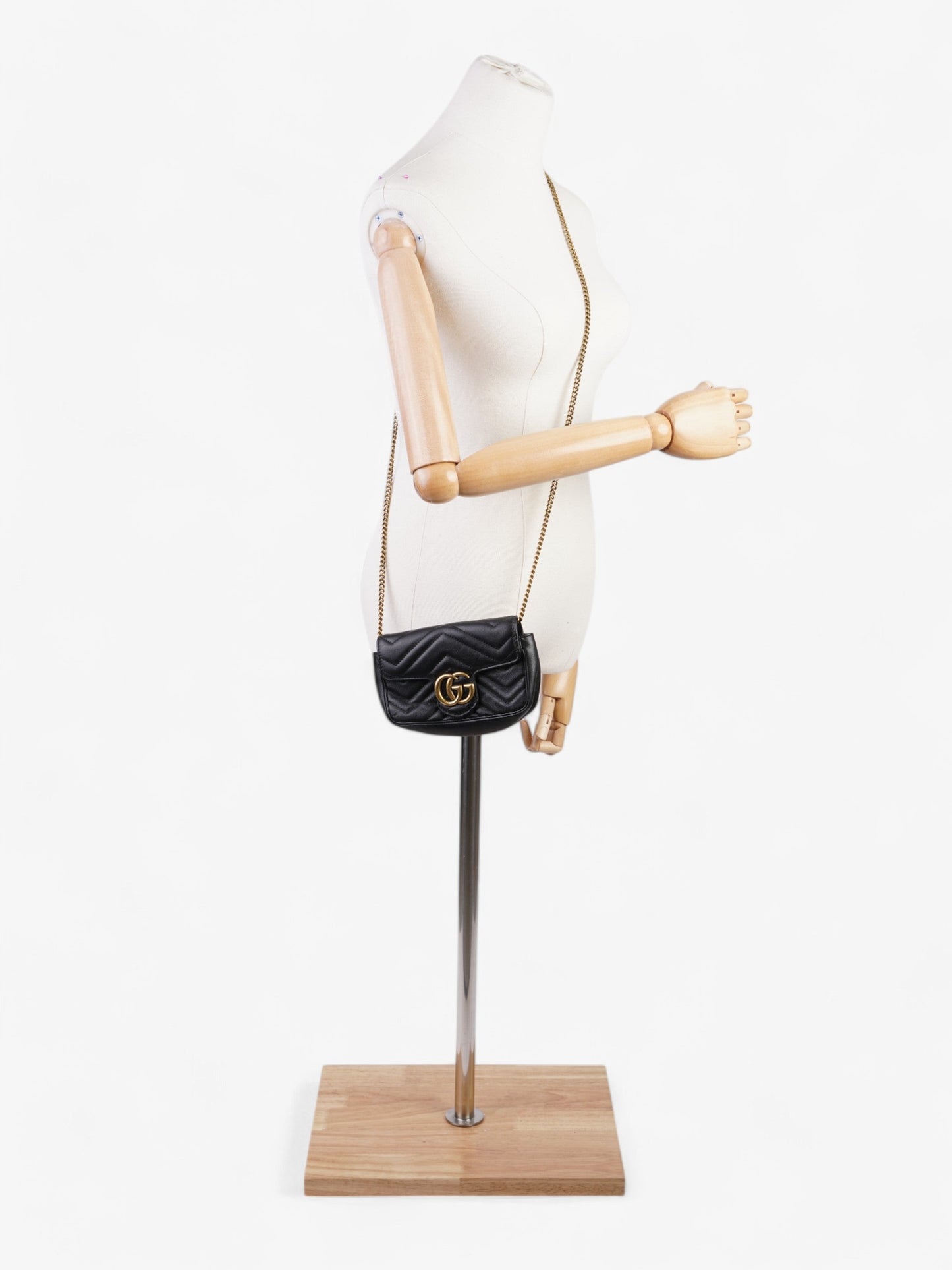 Gucci GG Marmont Black Matelasse Leather Super Mini