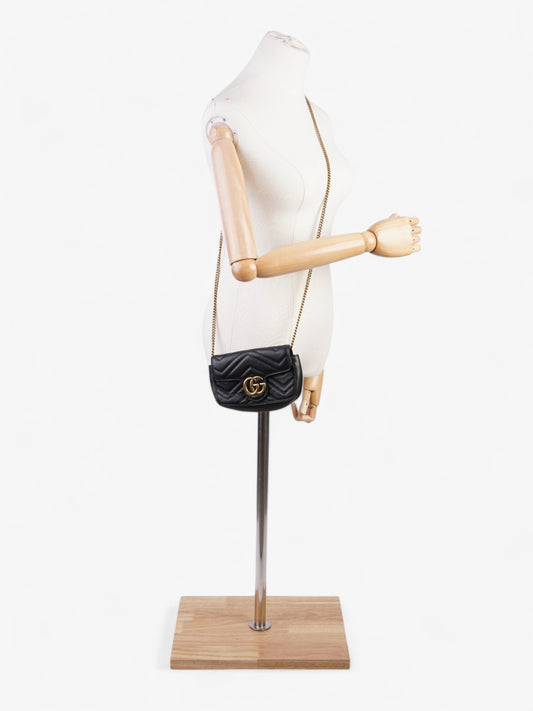 Gucci GG Marmont Black Matelasse Leather Super Mini