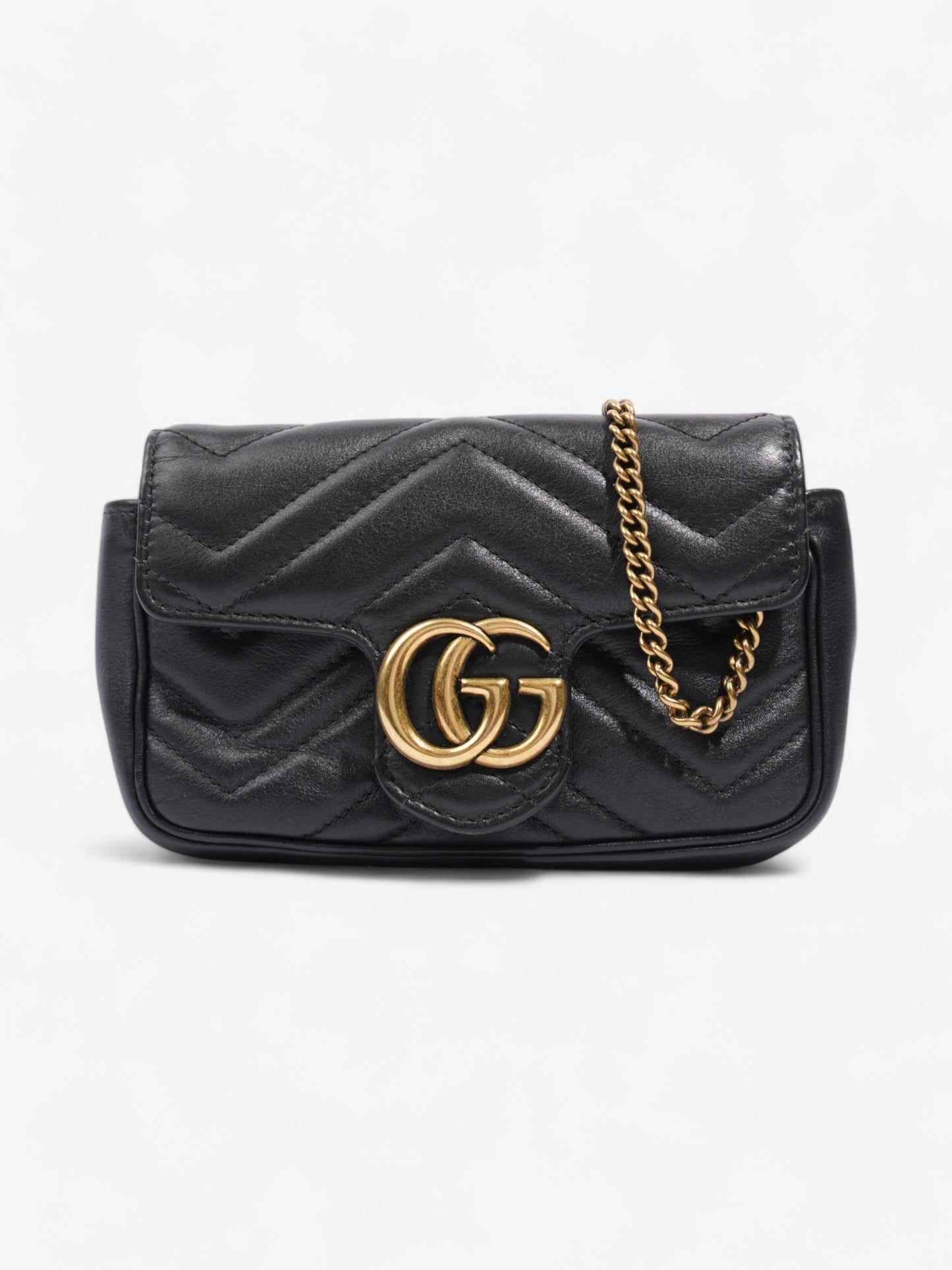 Gucci GG Marmont Black Matelasse Leather Super Mini