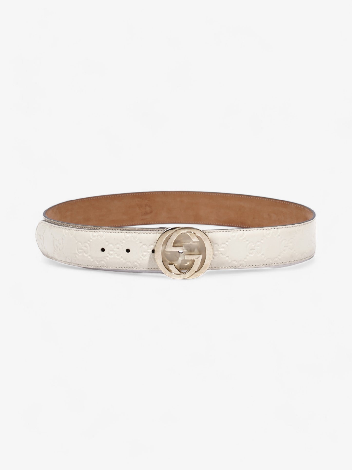 Gucci Interlocking G Belt White Leather 75cm 30"