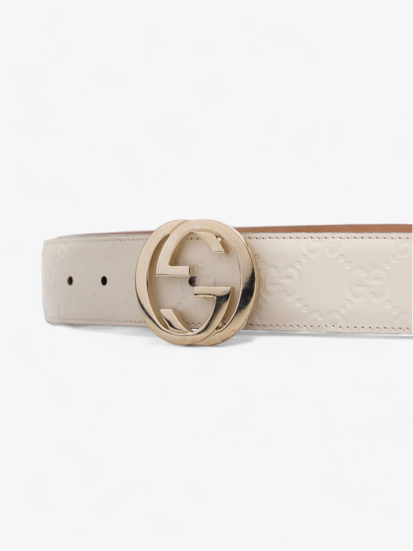 Gucci Interlocking G Belt White Leather 75cm 30"