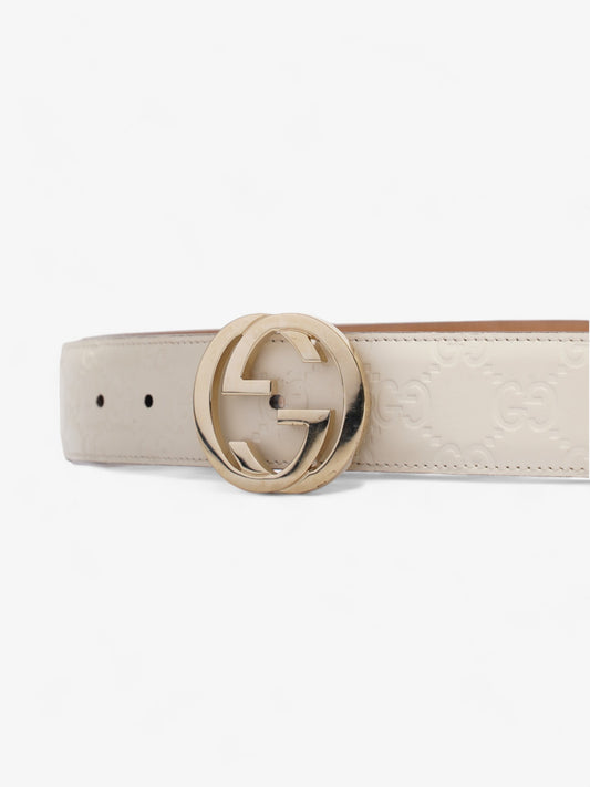 Gucci Interlocking G Belt White Leather 75cm 30"
