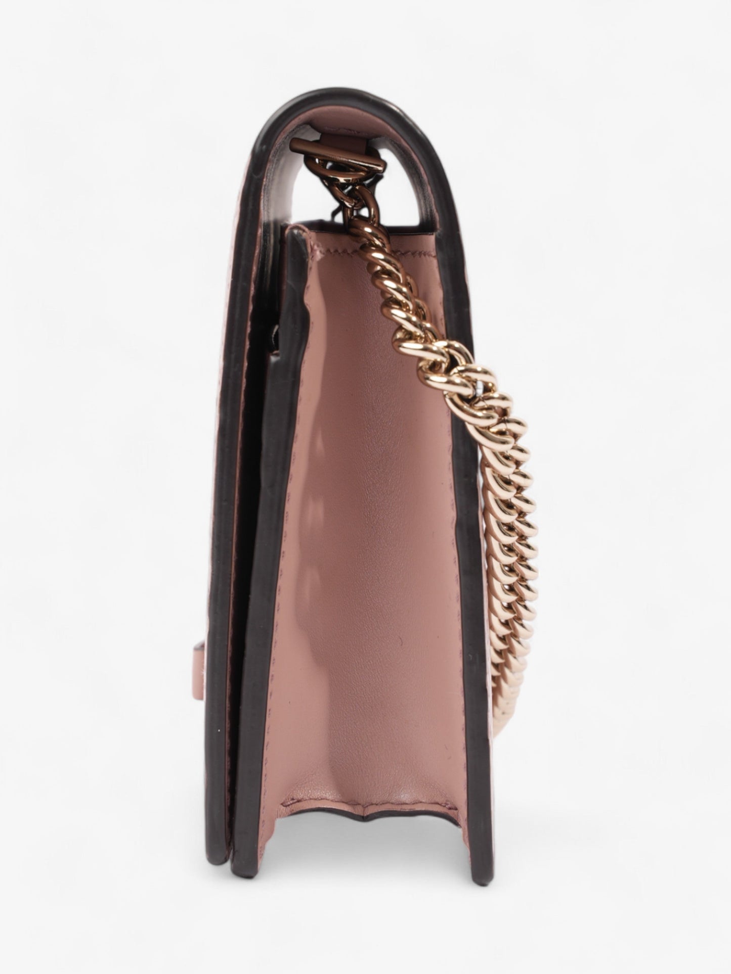 Gucci Bow Continental Chain Wallet Pink Guccissima Leather