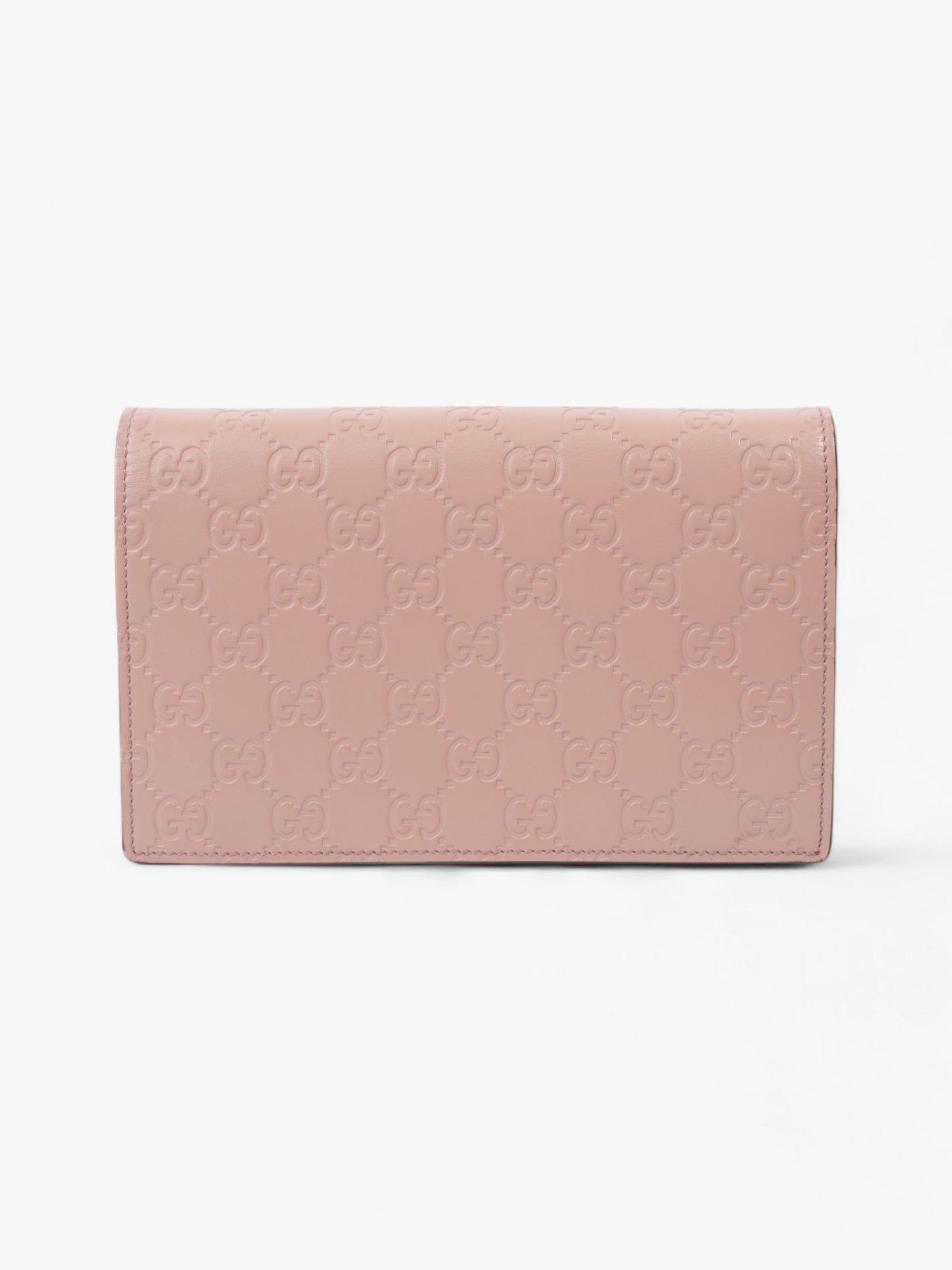Gucci Bow Continental Chain Wallet Pink Guccissima Leather
