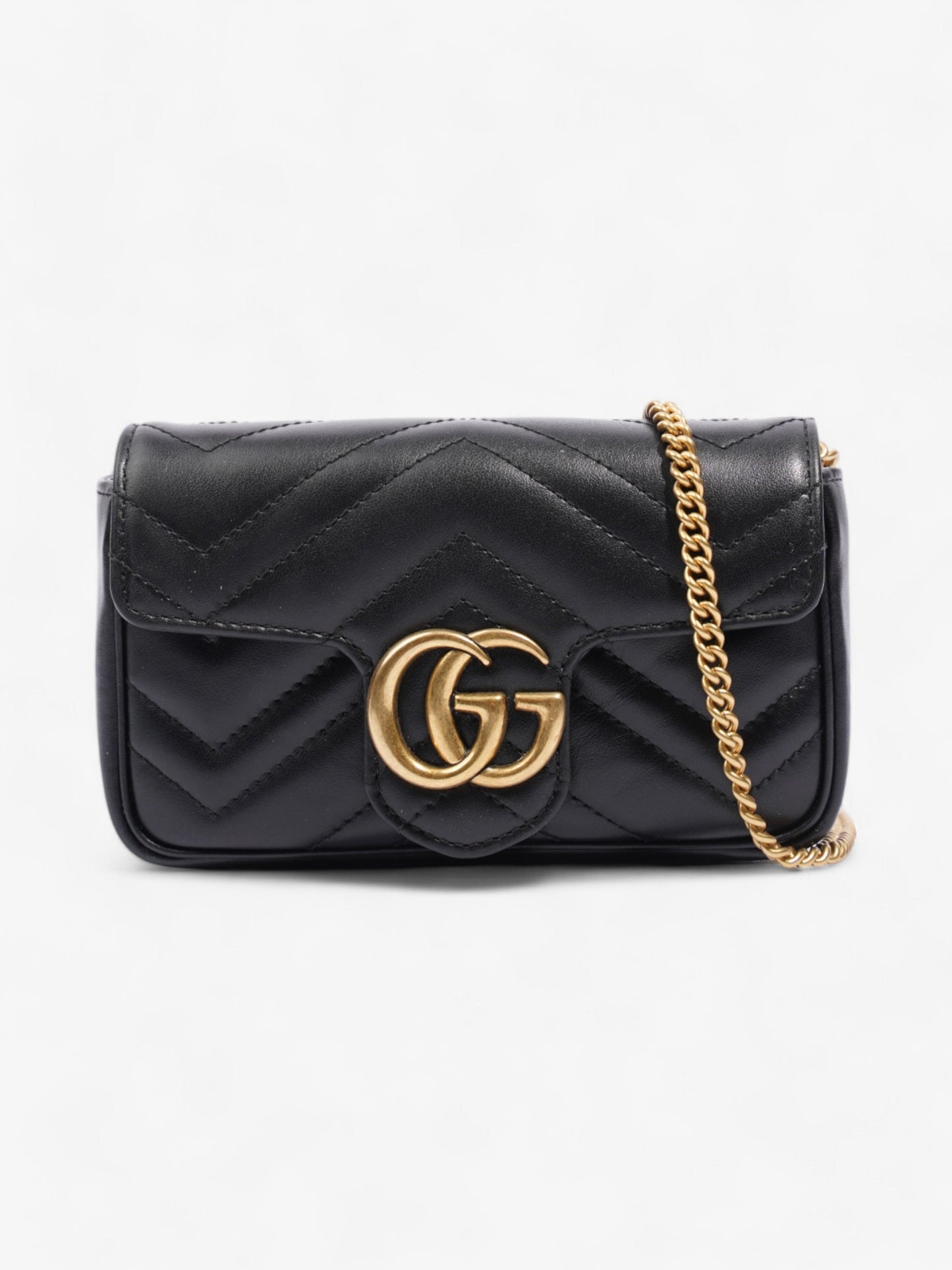 Gucci GG Marmont Black Matelasse Leather Super Mini