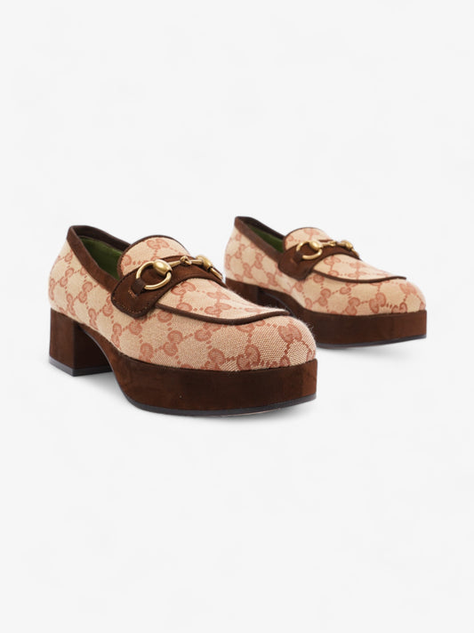 Gucci Horsebit Loafer Beige / Brown Canvas EU 35.5 UK 2.5