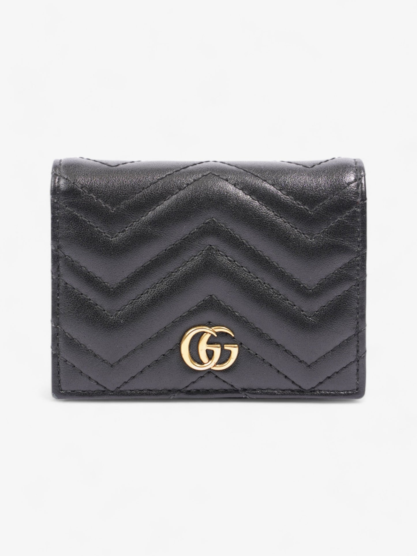 Gucci GG Marmont Wallet Black / Gold Matelasse Leather