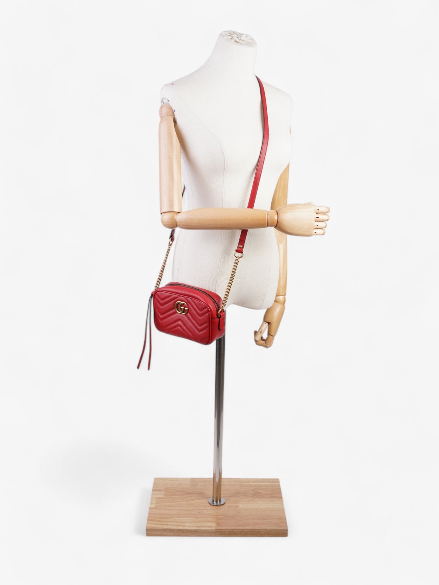 Gucci GG Marmont Red Matelasse Leather Mini