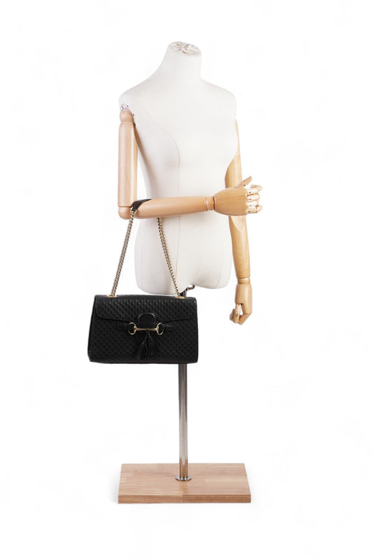 Gucci Emily Guccissima Chain Black Leather Medium