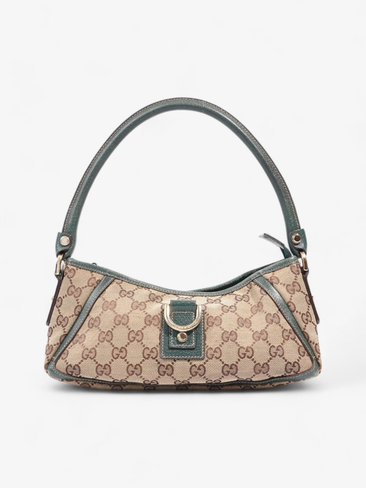 Gucci Abbey D Ring Beige And Ebony GG Supreme / Green Canvas