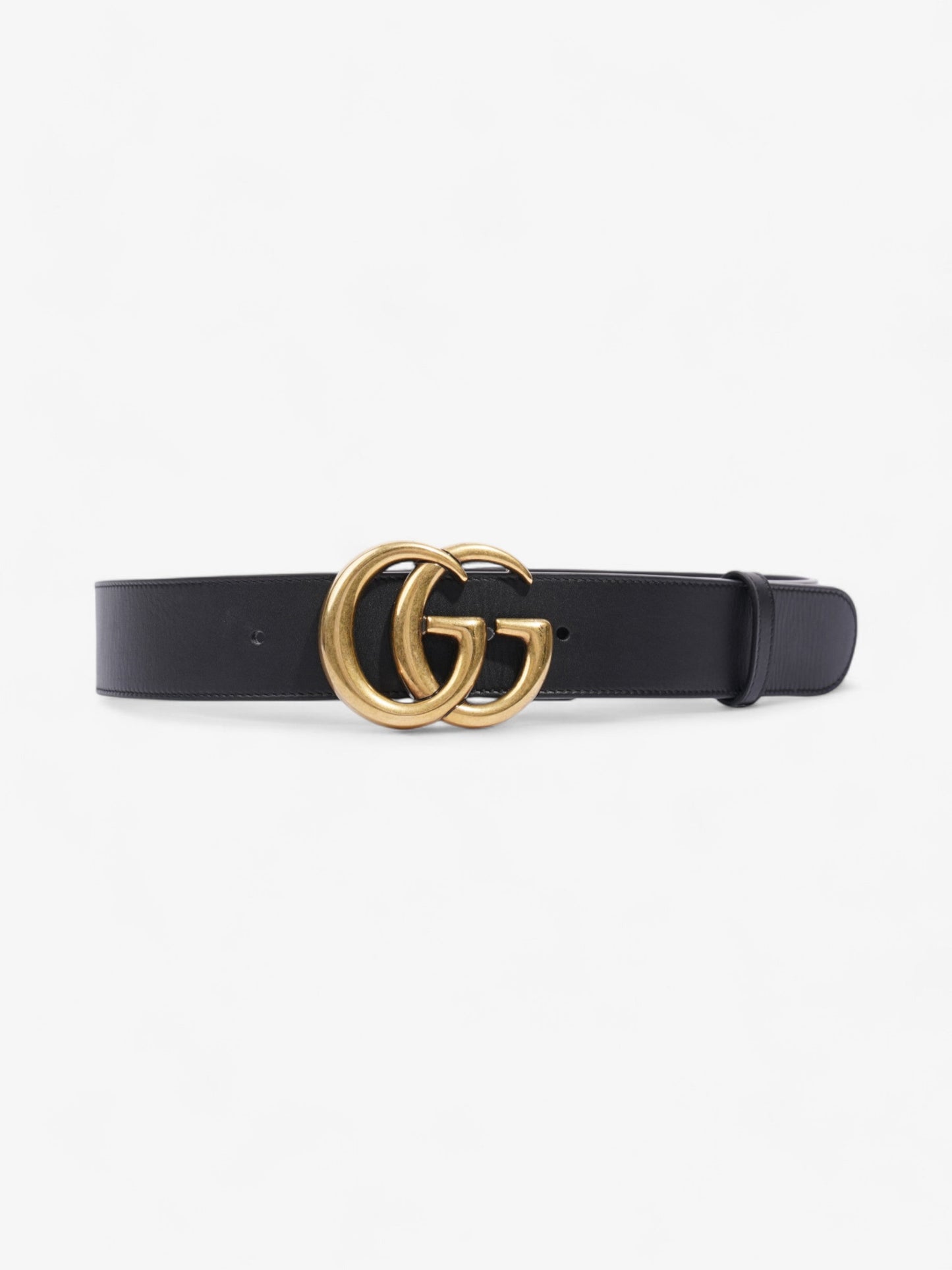 Gucci GG Marmont 2015 Re-Edition Wide Belt Black / Gold Leather 80cm / 32"