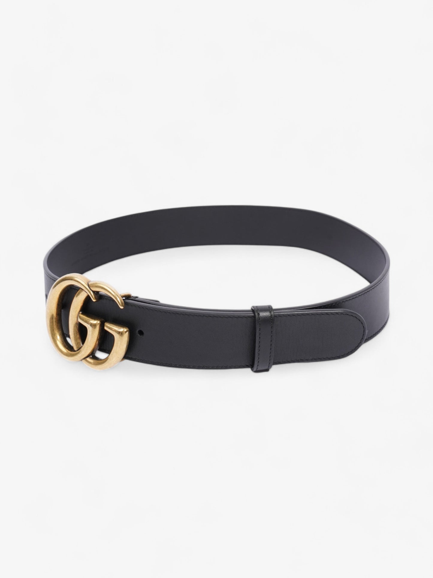 Gucci GG Marmont 2015 Re-Edition Wide Belt Black / Gold Leather 80cm / 32"