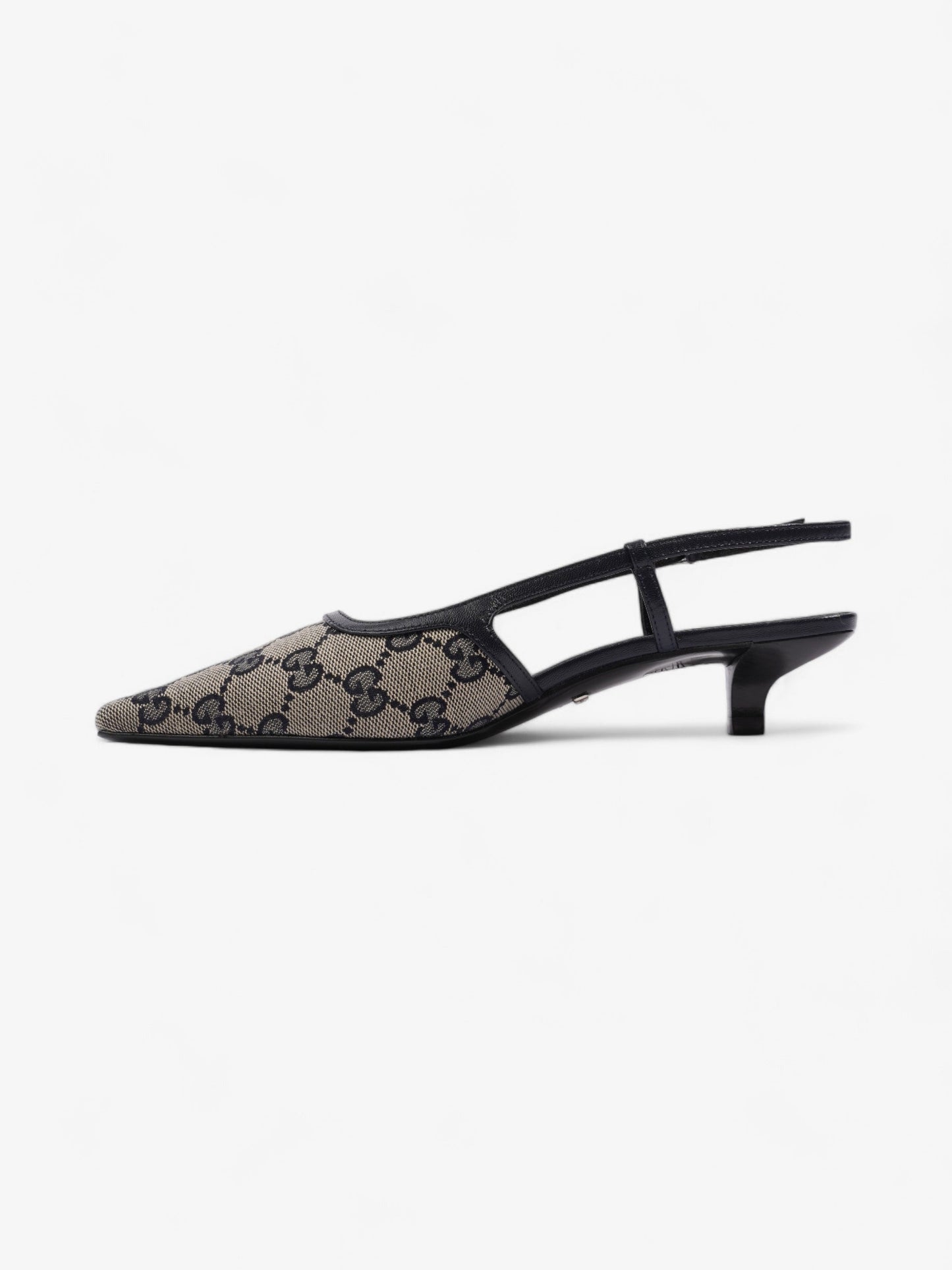 Gucci GG Slingback Pumps 35mm GG Supreme / Navy Blue Fabric EU 35 UK 2