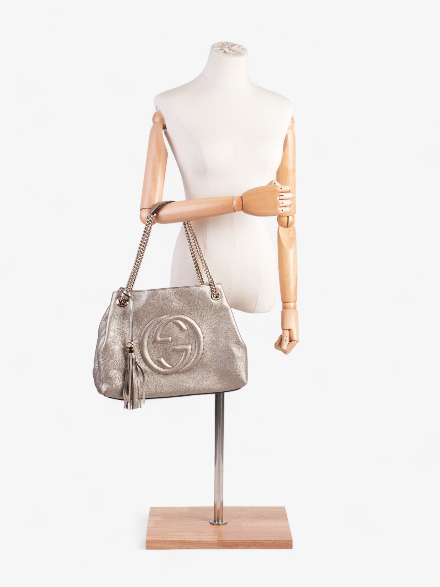 Gucci Soho Chain Tote Golden Beige Calfskin Leather Medium