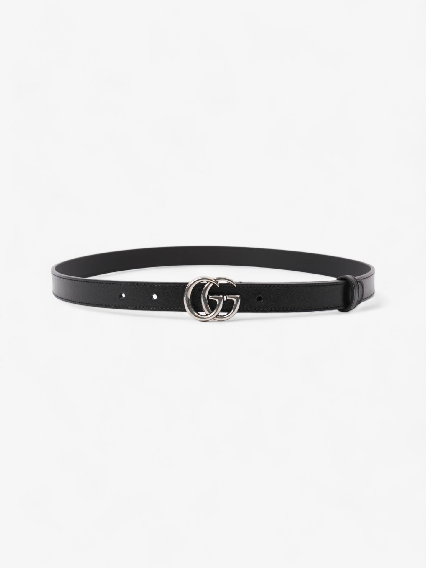Gucci GG Marmont Thin Belt Black / Silver Leather 85cm / 34"