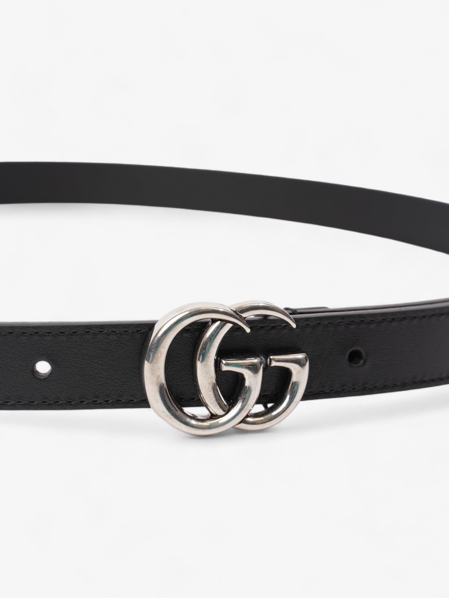 Gucci GG Marmont Thin Belt Black / Silver Leather 85cm / 34"