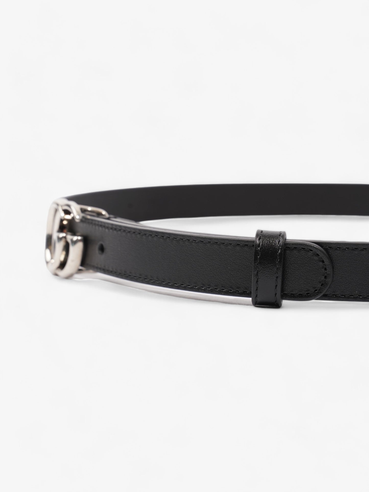 Gucci GG Marmont Thin Belt Black / Silver Leather 85cm / 34"