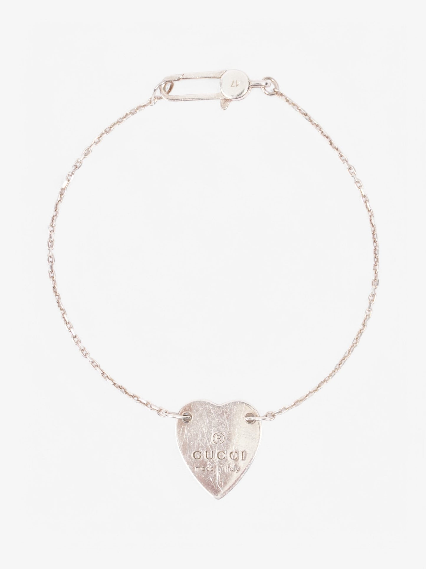 Gucci Trademark Heart Bracelet Silver Silver Sterling 17