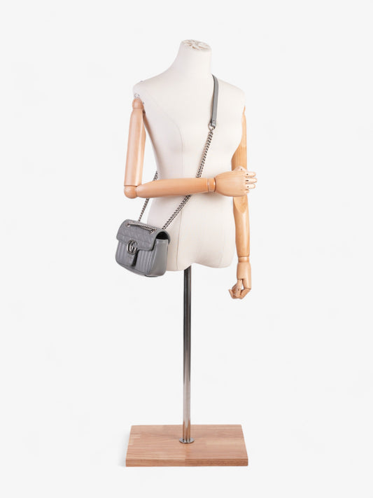 Gucci GG Marmont Flap Grey Matelasse Leather Mini