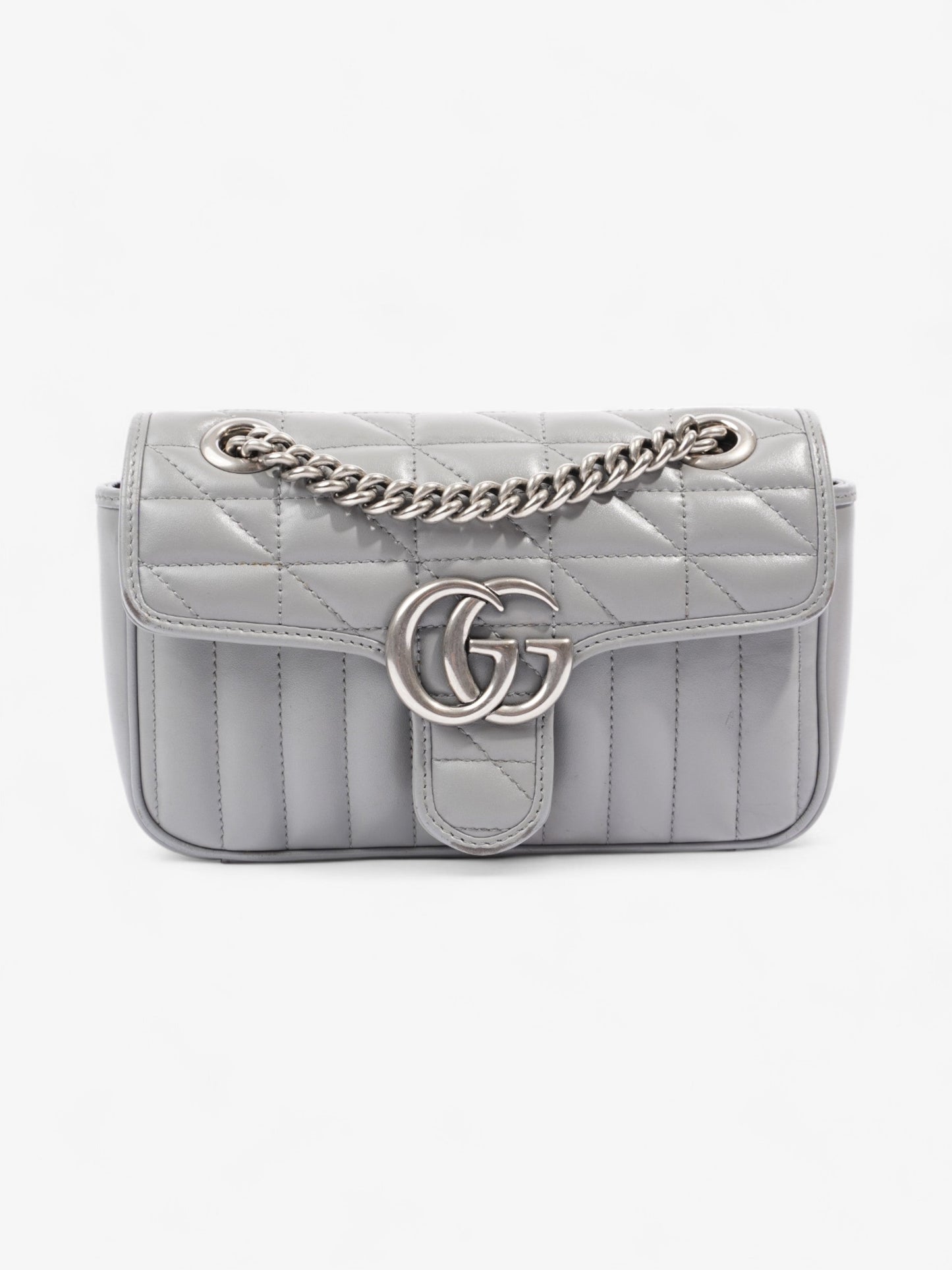 Gucci GG Marmont Flap Grey Matelasse Leather Mini