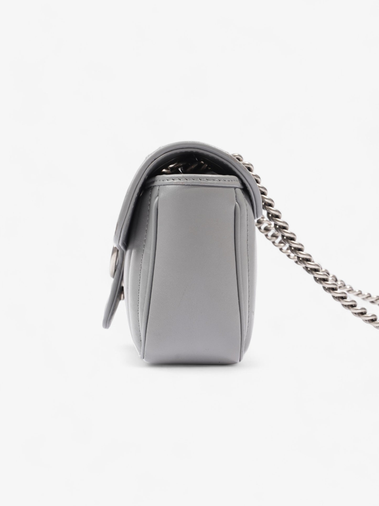 Gucci GG Marmont Flap Grey Matelasse Leather Mini