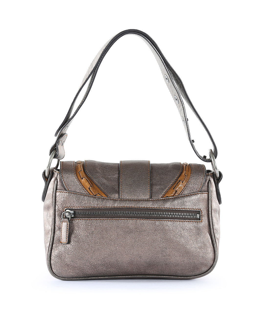 CHRISTIAN DIOR Metallic Bronze Calfskin Leather Vintage Gaucho Double Saddle Bag