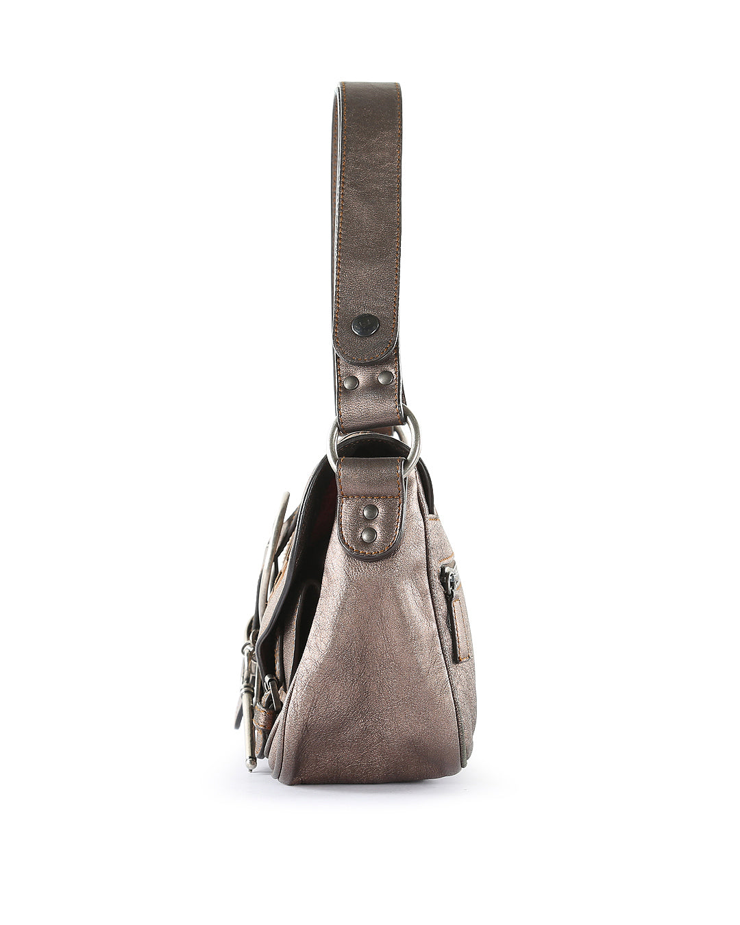 CHRISTIAN DIOR Metallic Bronze Calfskin Leather Vintage Gaucho Double Saddle Bag