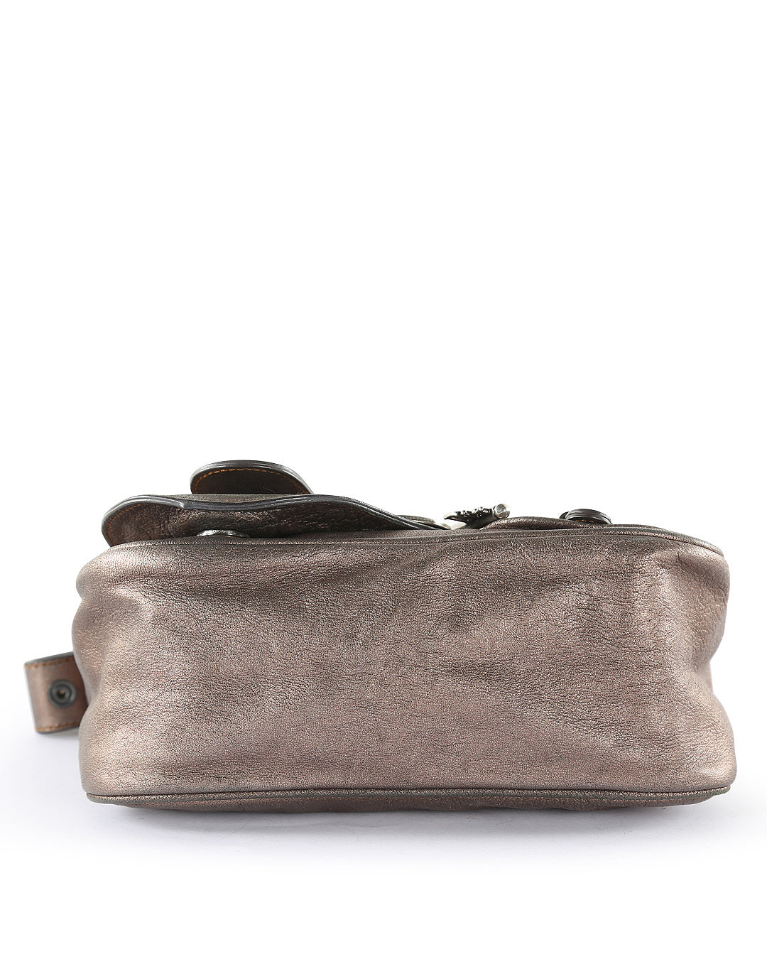 CHRISTIAN DIOR Metallic Bronze Calfskin Leather Vintage Gaucho Double Saddle Bag