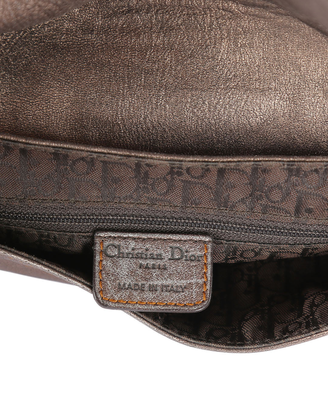 CHRISTIAN DIOR Metallic Bronze Calfskin Leather Vintage Gaucho Double Saddle Bag