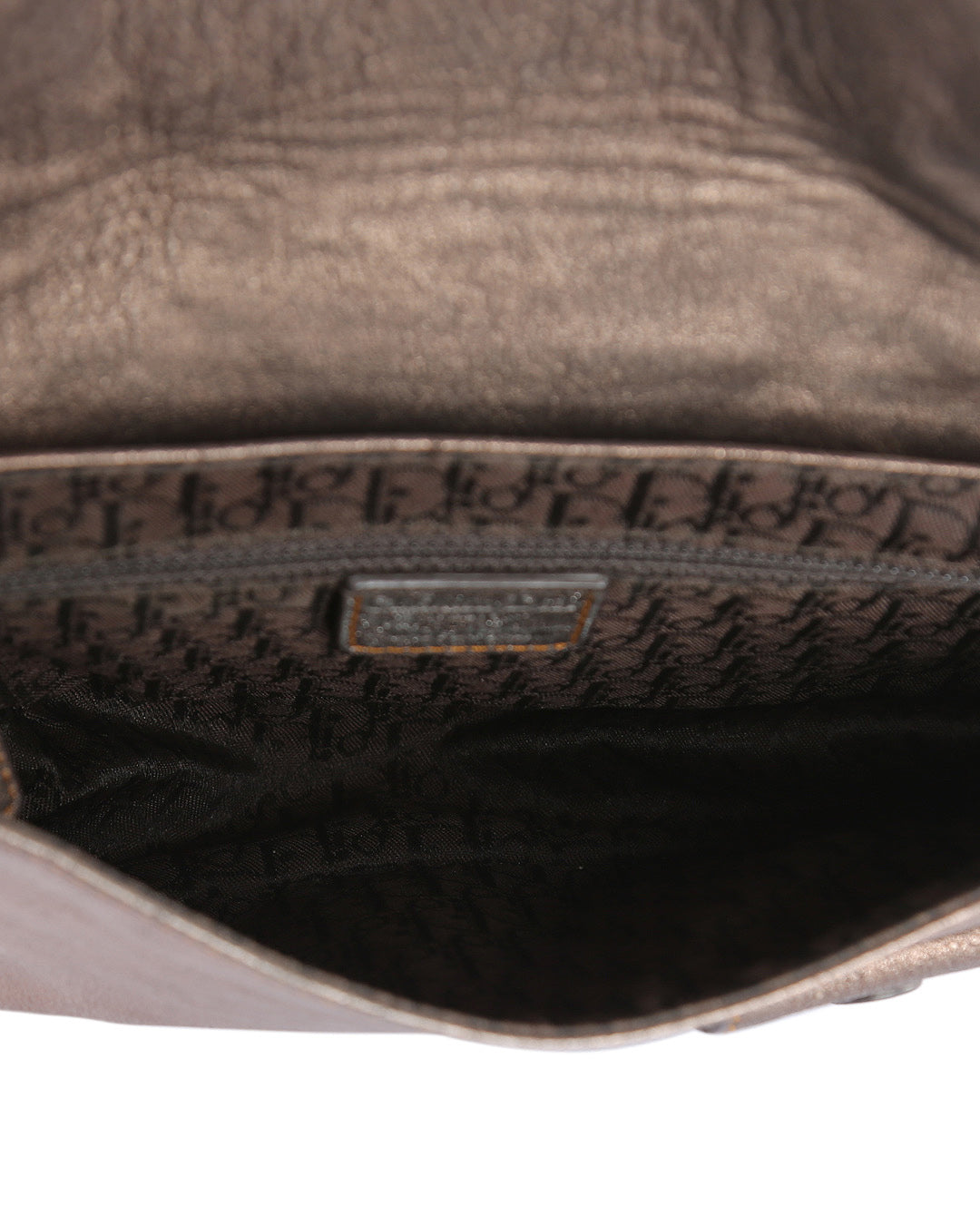 CHRISTIAN DIOR Metallic Bronze Calfskin Leather Vintage Gaucho Double Saddle Bag