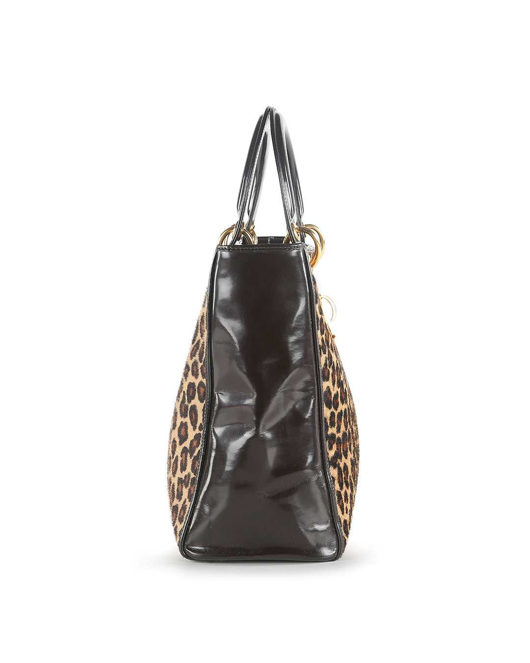 CHRISTIAN DIOR Leopard Print Pony Hair Lady Dior Bag