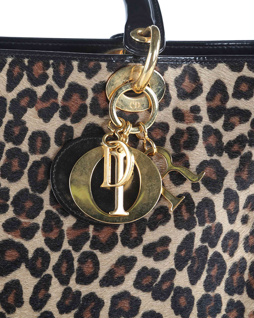 CHRISTIAN DIOR Leopard Print Pony Hair Lady Dior Bag