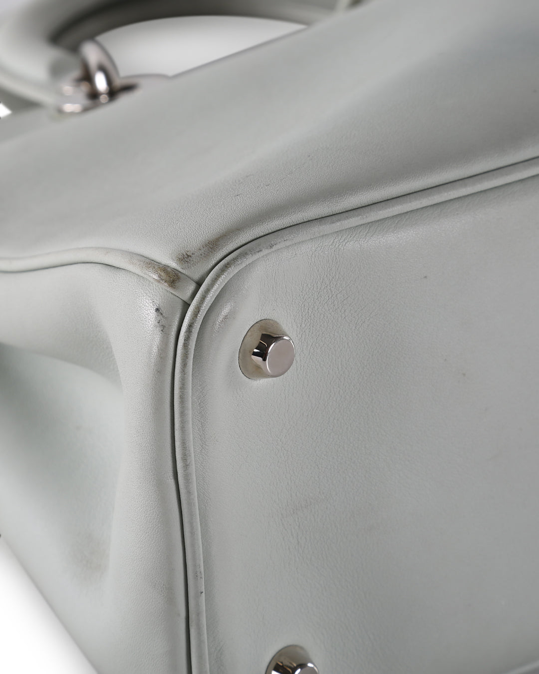 CHRISTIAN DIOR Light Grey Leather Medium Diorissimo Tote Bag