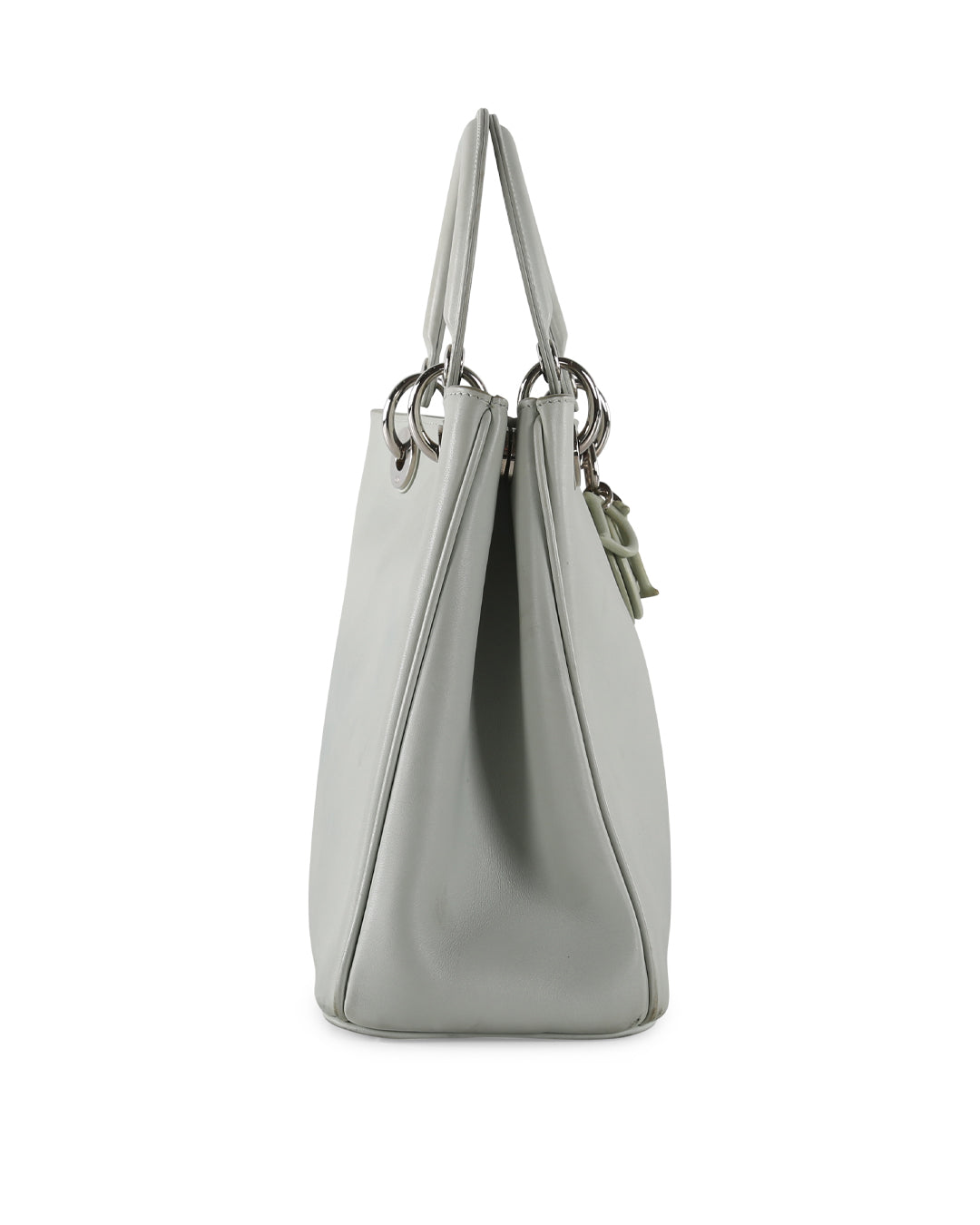 CHRISTIAN DIOR Light Grey Leather Medium Diorissimo Tote Bag