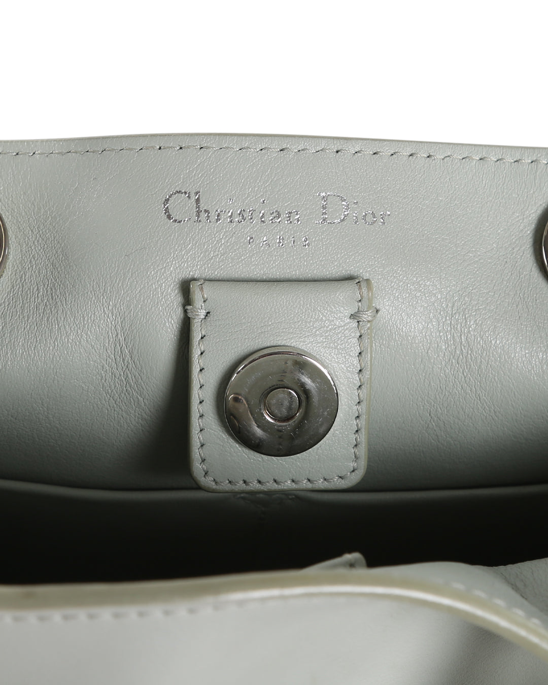 CHRISTIAN DIOR Light Grey Leather Medium Diorissimo Tote Bag
