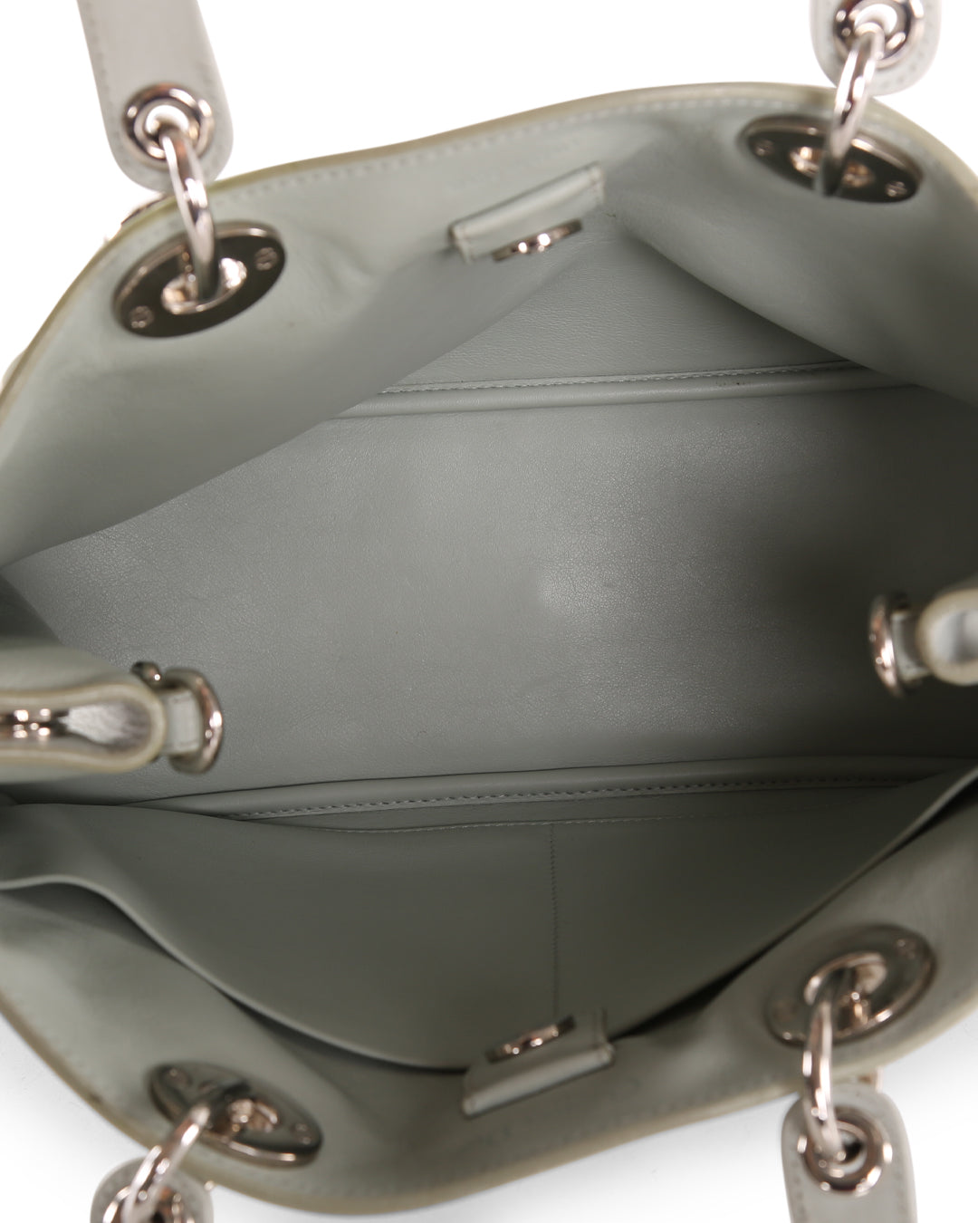 CHRISTIAN DIOR Light Grey Leather Medium Diorissimo Tote Bag