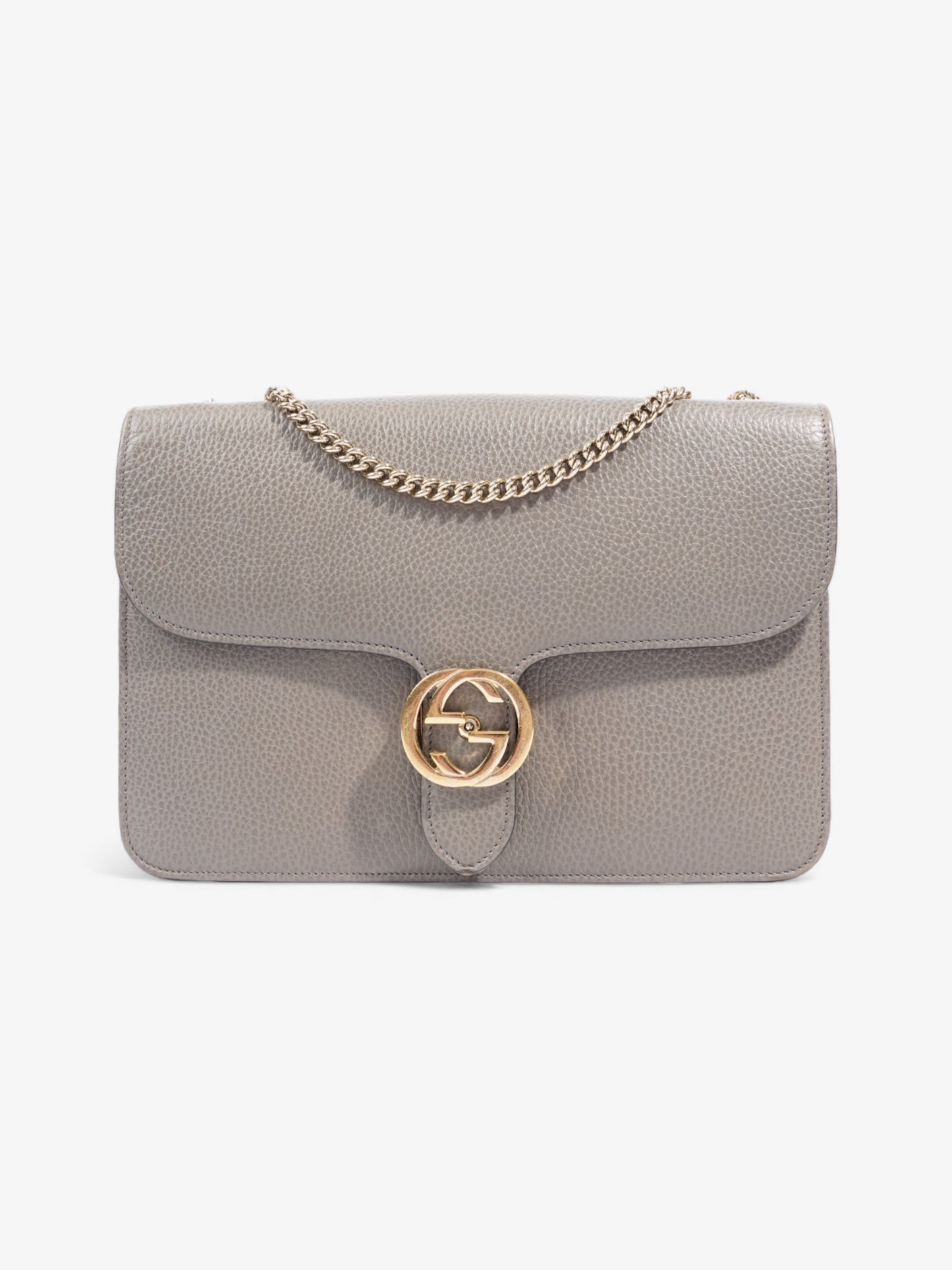 Gucci Interlocking GG Chain Grey Calfskin Leather