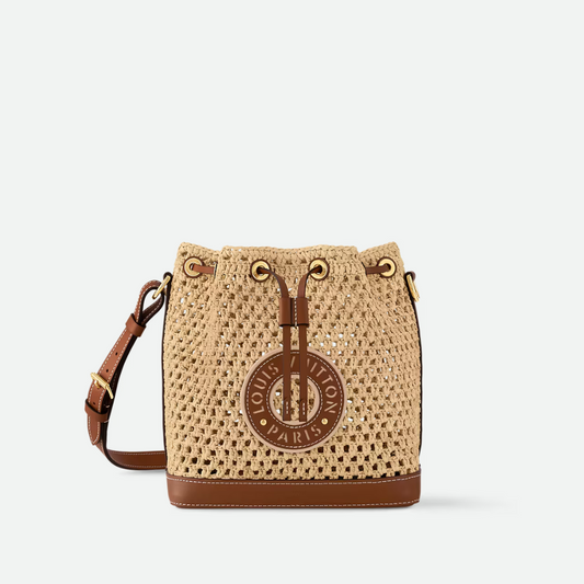 [LOW STOCK] Raffia Tan Noé BB Bucket Bag for Women