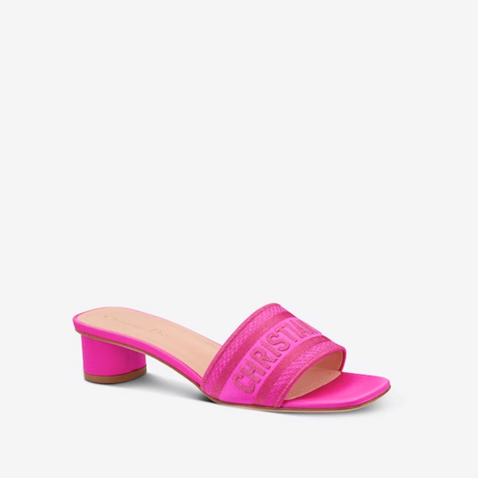 Rani Pink Embroidered Dway Heeled Slide - Designer Slides & Sandals for Women